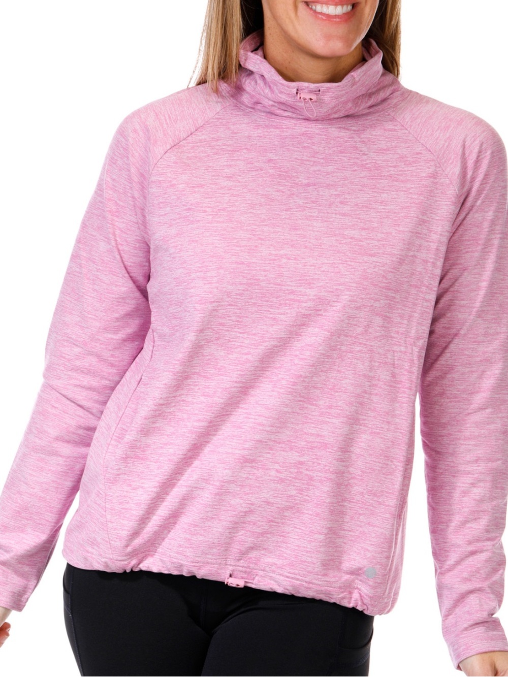 Apana Heathered Pink Cowl-Neck Long Sleeve Top Size S